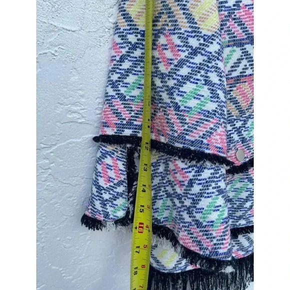 Hilary Radley Katherine Barclay Tweed Fringed Knitted Blazer Jacket Multi Sz 12 - Picture 9 of 11
